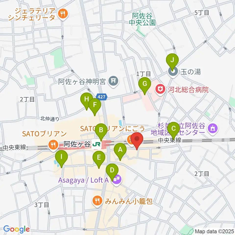 阿佐ヶ谷ハーネス周辺のコンビニエンスストア一覧地図