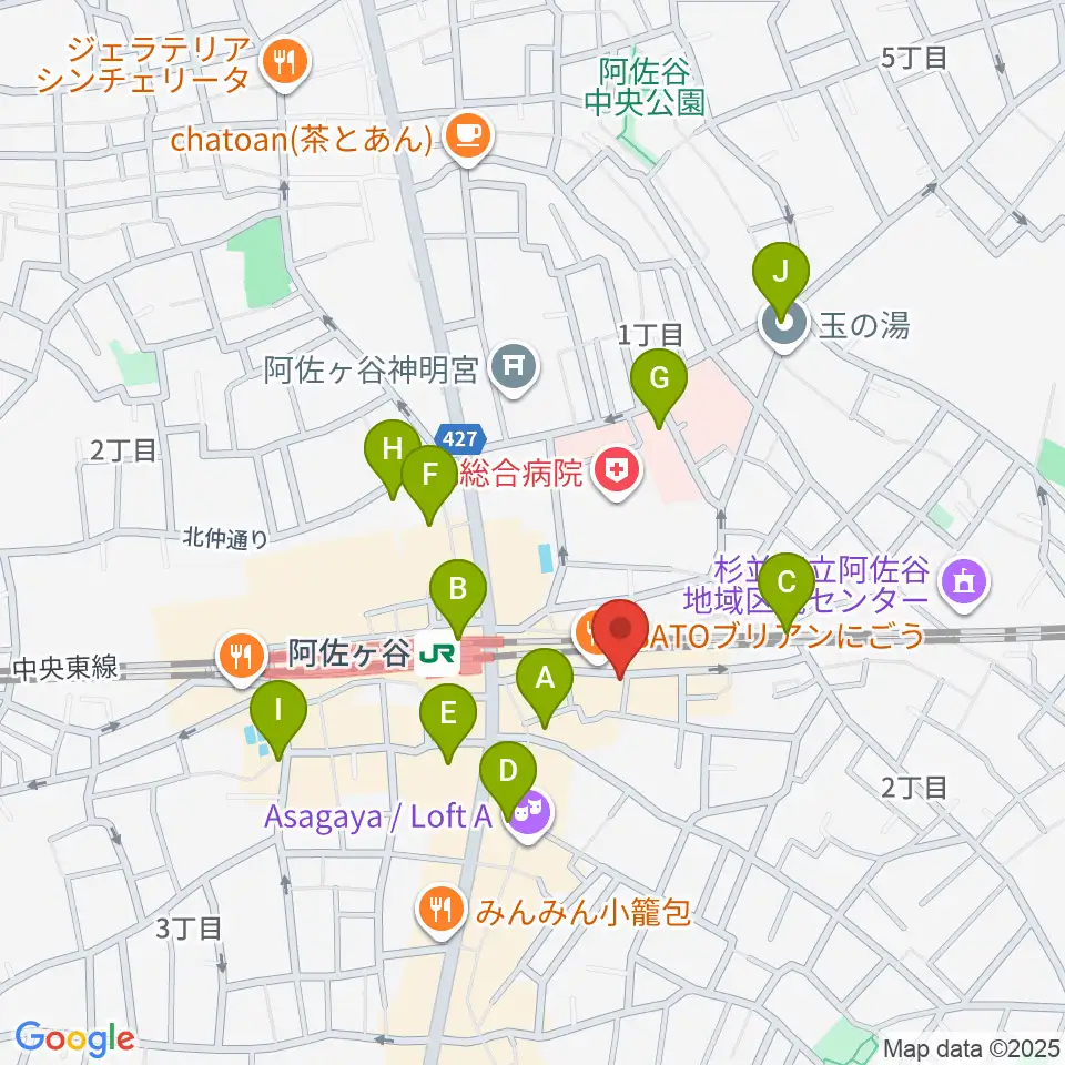 阿佐ヶ谷ハーネス周辺のコンビニエンスストア一覧地図