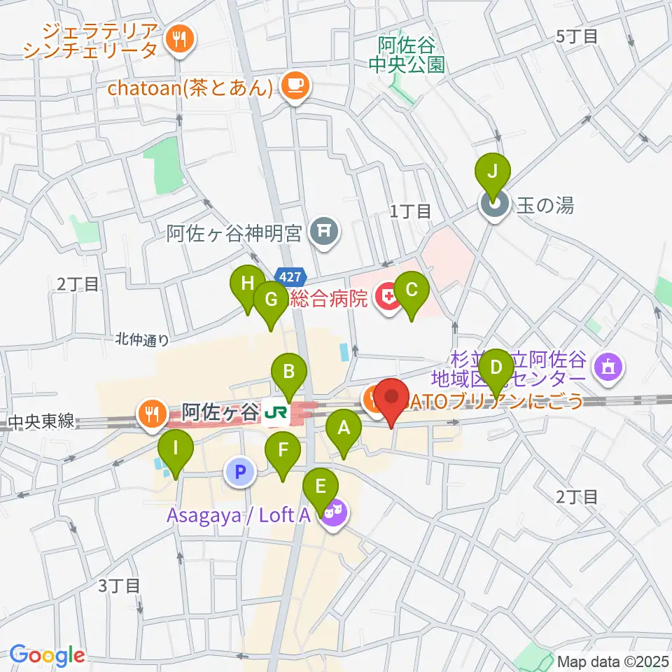 阿佐ヶ谷ハーネス周辺のコンビニエンスストア一覧地図