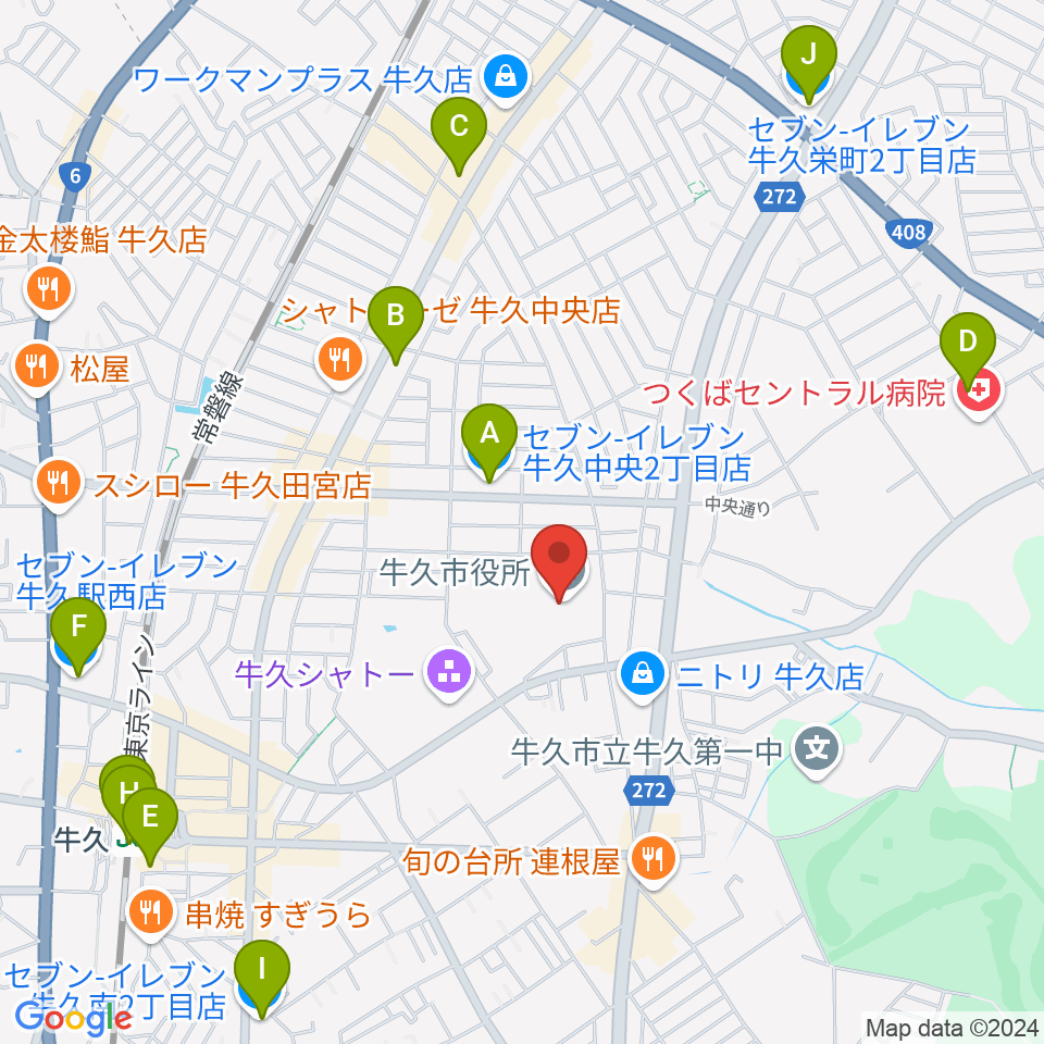 FMうしくうれしく放送（FM-UU）周辺のコンビニエンスストア一覧地図