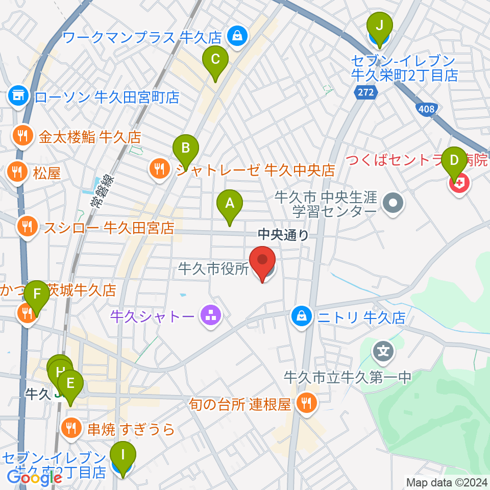 FMうしくうれしく放送（FM-UU）周辺のコンビニエンスストア一覧地図