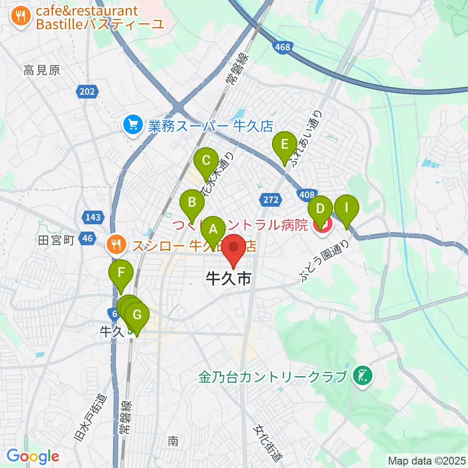 FMうしくうれしく放送周辺のコンビニエンスストア一覧地図