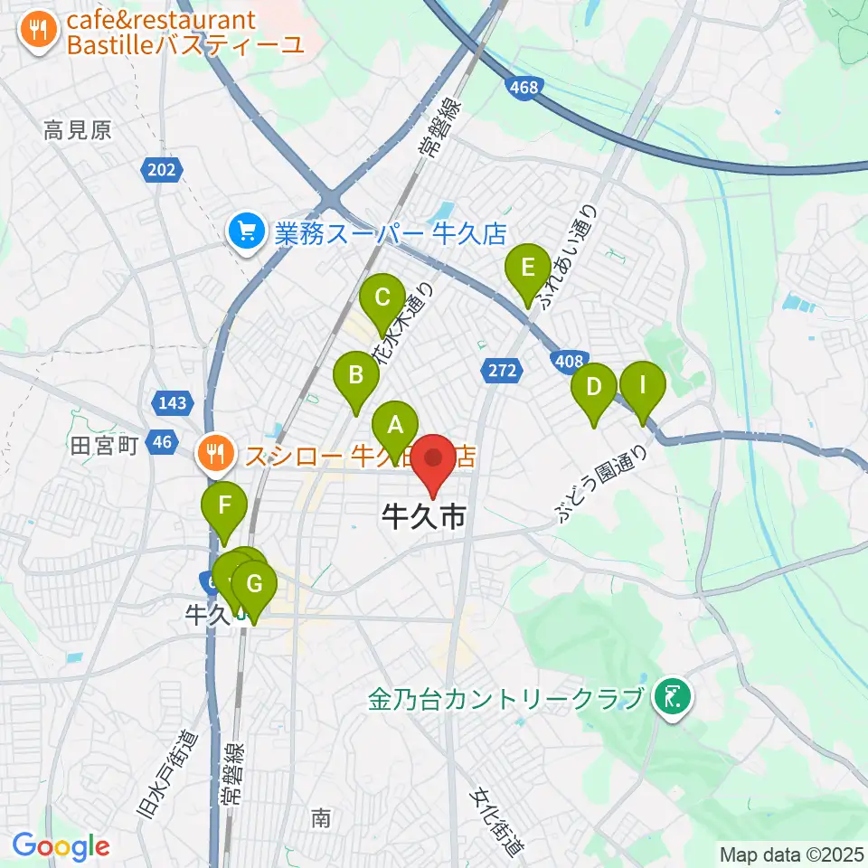 FMうしくうれしく放送周辺のコンビニエンスストア一覧地図