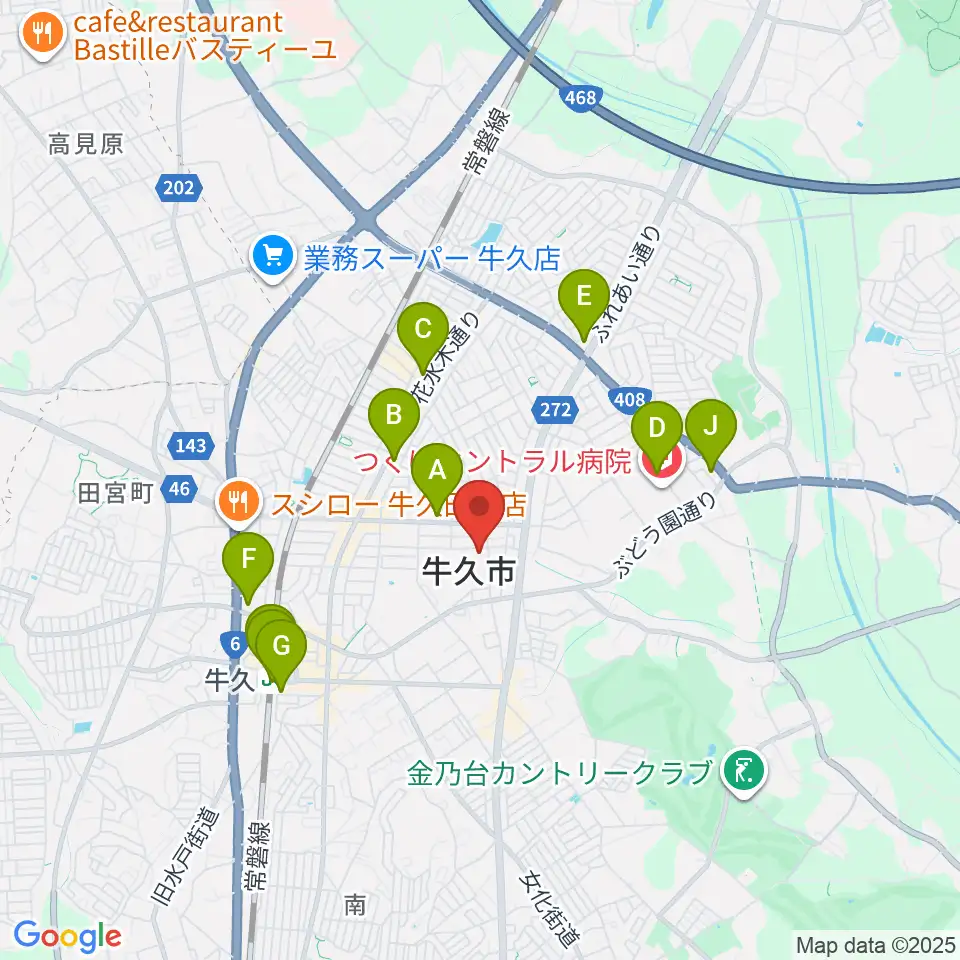 FMうしくうれしく放送周辺のコンビニエンスストア一覧地図