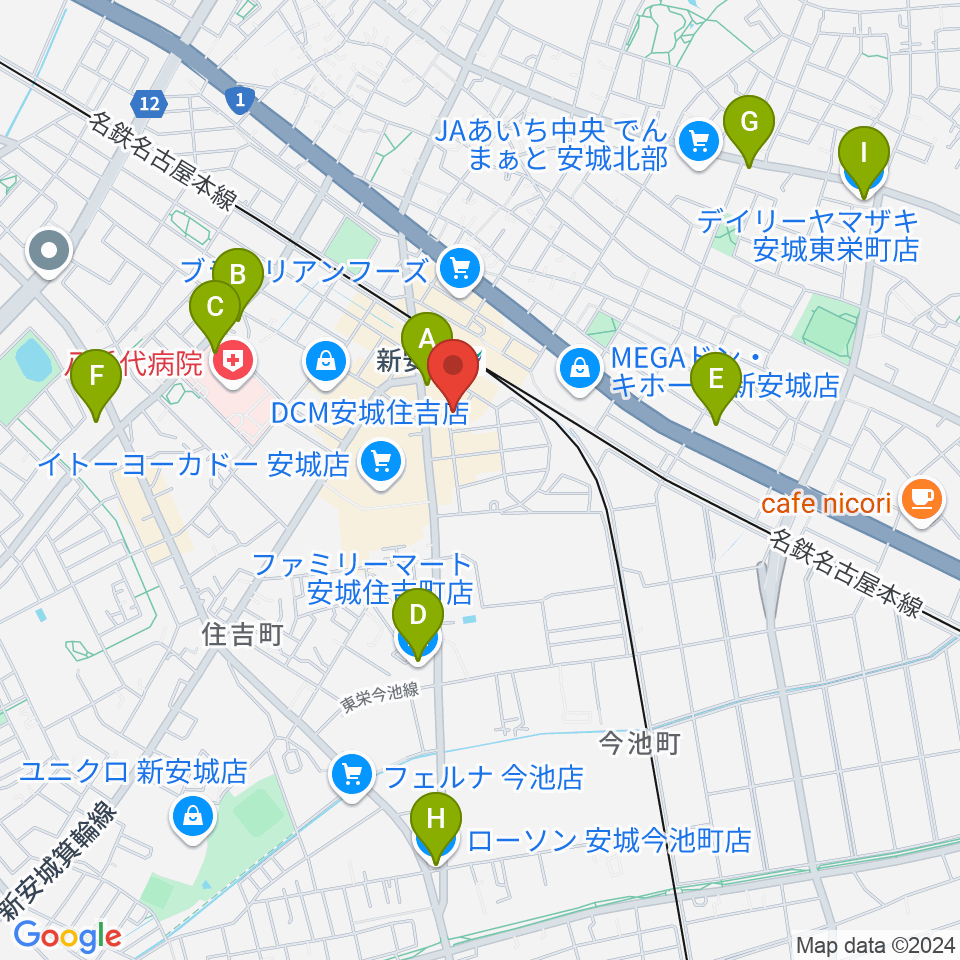 新安城RADIO CLUB周辺のコンビニエンスストア一覧地図