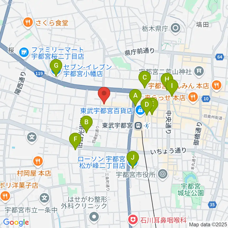 宇都宮HELLO DOLLY周辺のコンビニエンスストア一覧地図