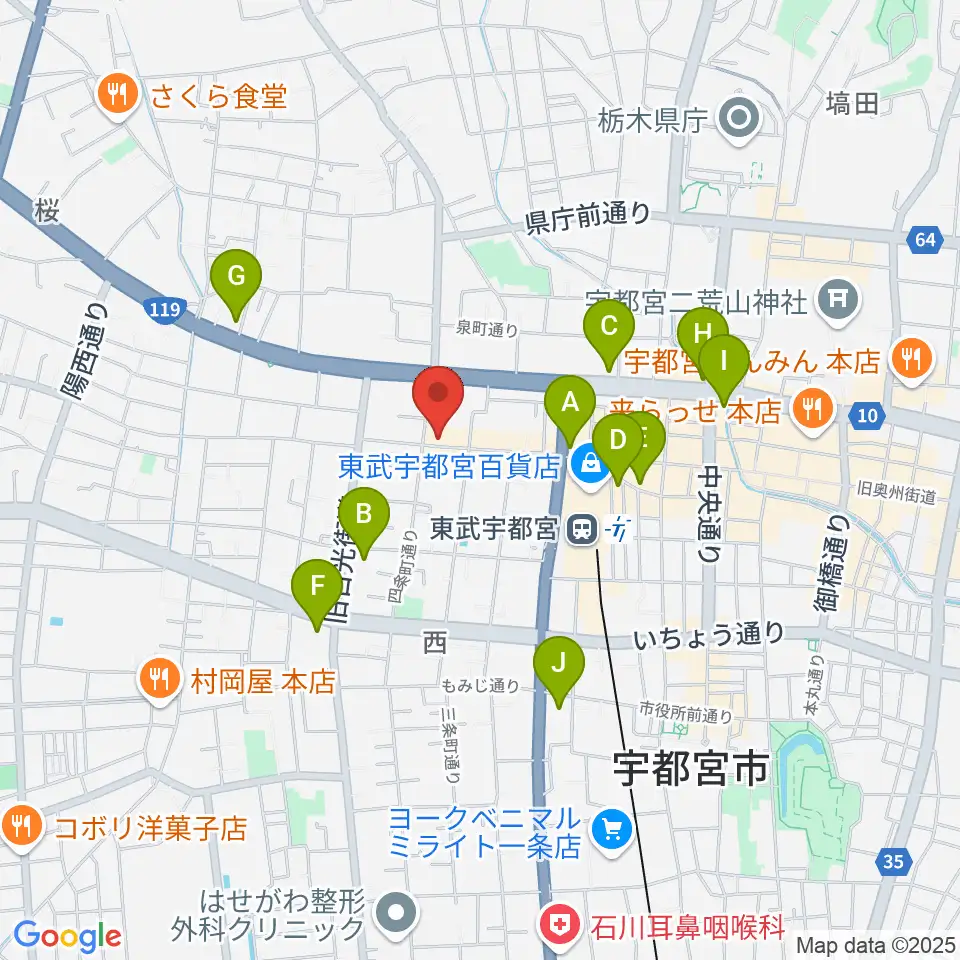 宇都宮HELLO DOLLY周辺のコンビニエンスストア一覧地図