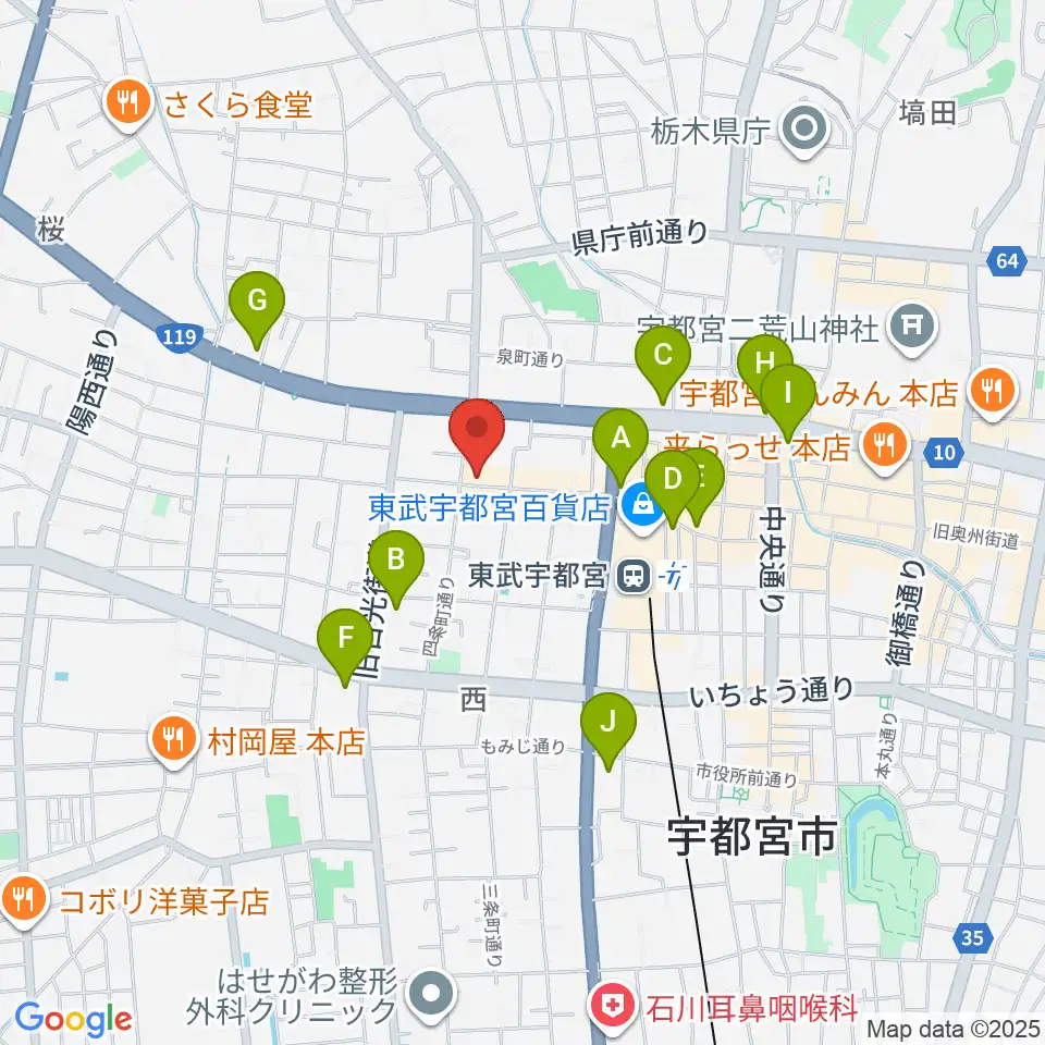 宇都宮HELLO DOLLY周辺のコンビニエンスストア一覧地図