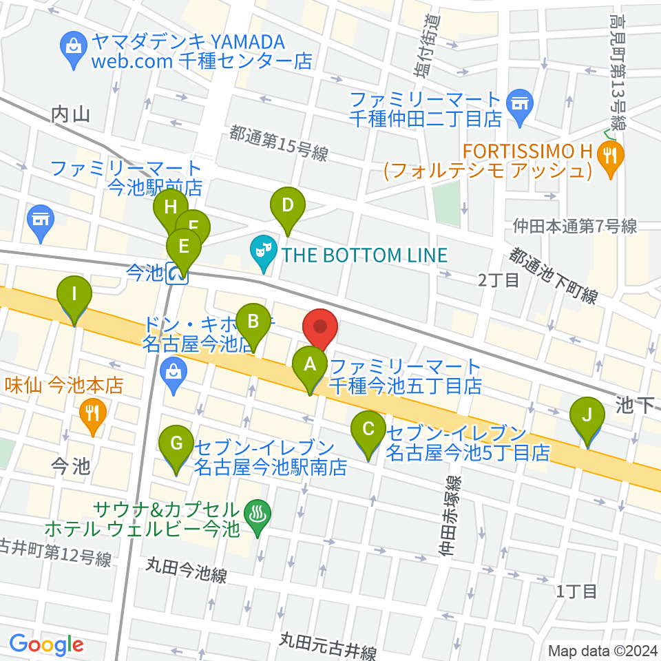 リフレクトスタジオ今池店周辺のコンビニエンスストア一覧地図