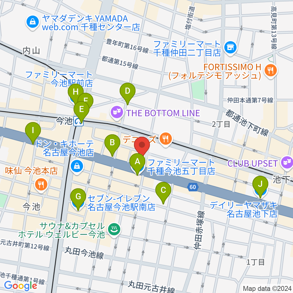 リフレクトスタジオ今池店周辺のコンビニエンスストア一覧地図