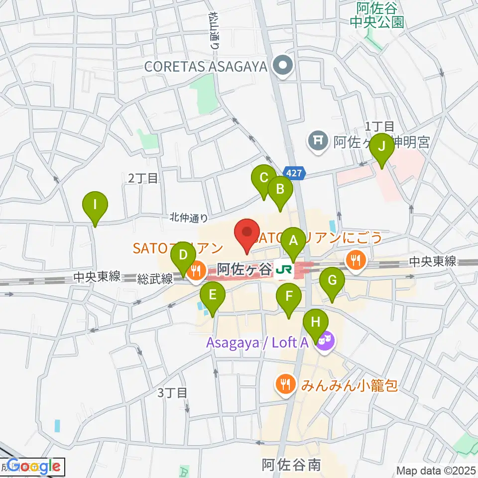 阿佐ヶ谷天周辺のコンビニエンスストア一覧地図