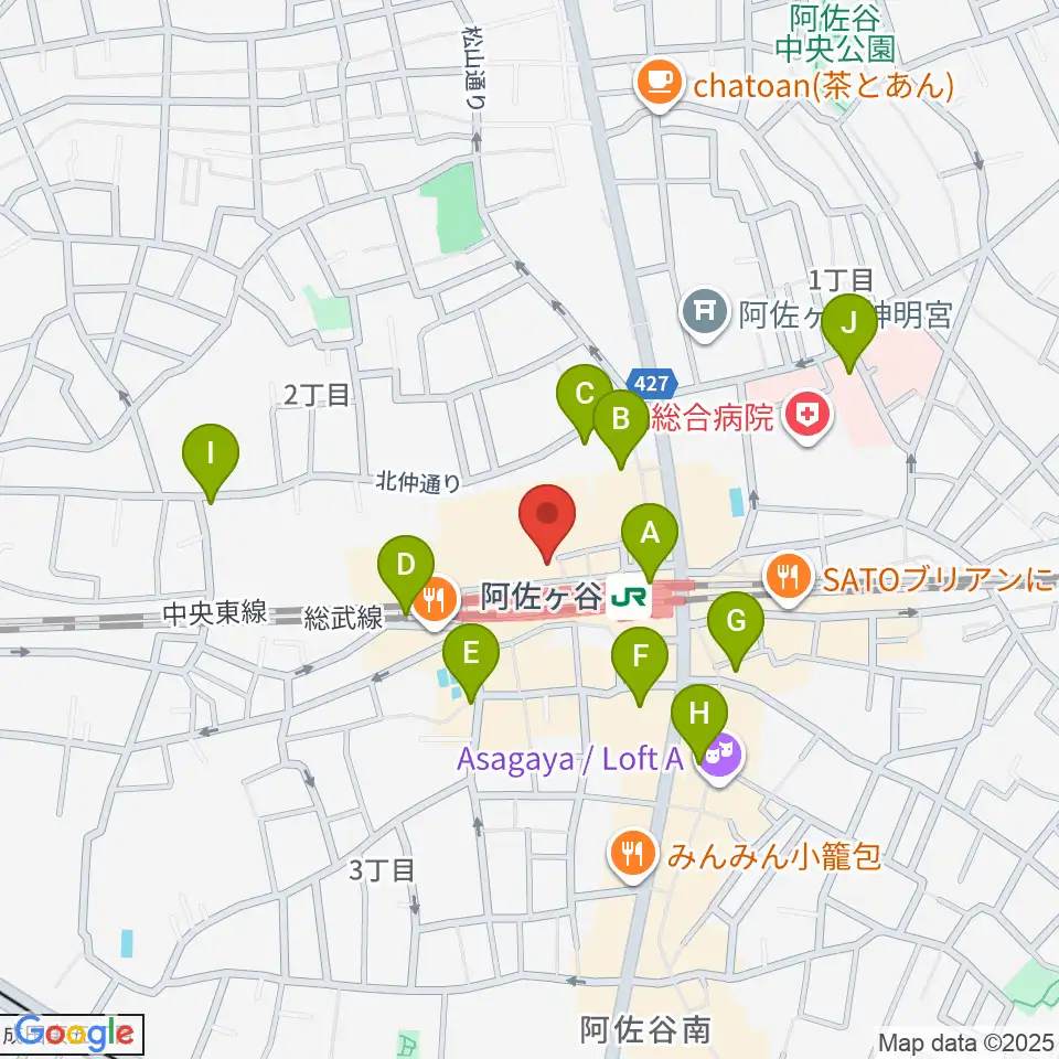 阿佐ヶ谷天周辺のコンビニエンスストア一覧地図
