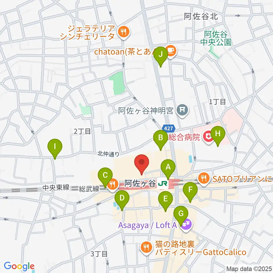 阿佐ヶ谷天周辺のコンビニエンスストア一覧地図