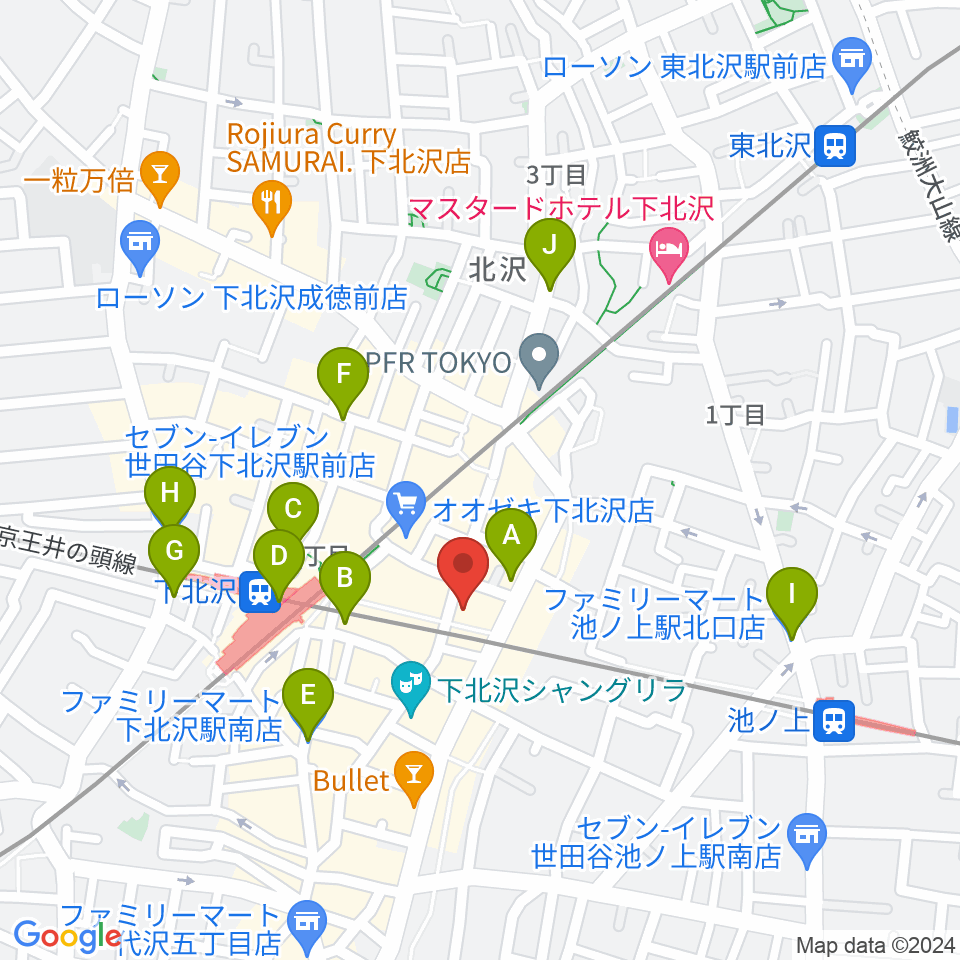 下北沢ろくでもない夜周辺のコンビニエンスストア一覧地図