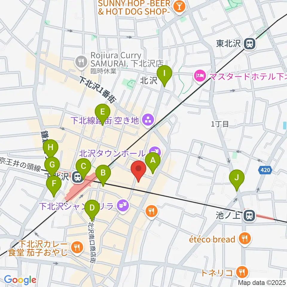 下北沢ろくでもない夜周辺のコンビニエンスストア一覧地図