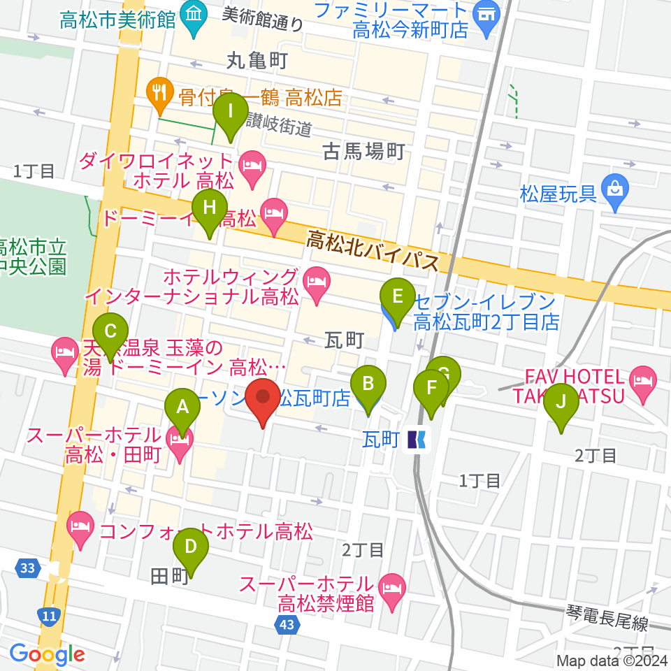 ヒッツギターズ＆ミュージック周辺のコンビニエンスストア一覧地図