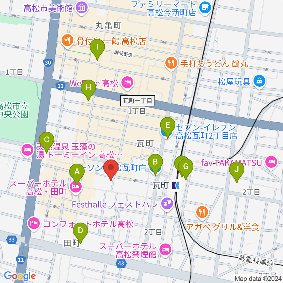 ヒッツギターズ＆ミュージック周辺のコンビニエンスストア一覧地図