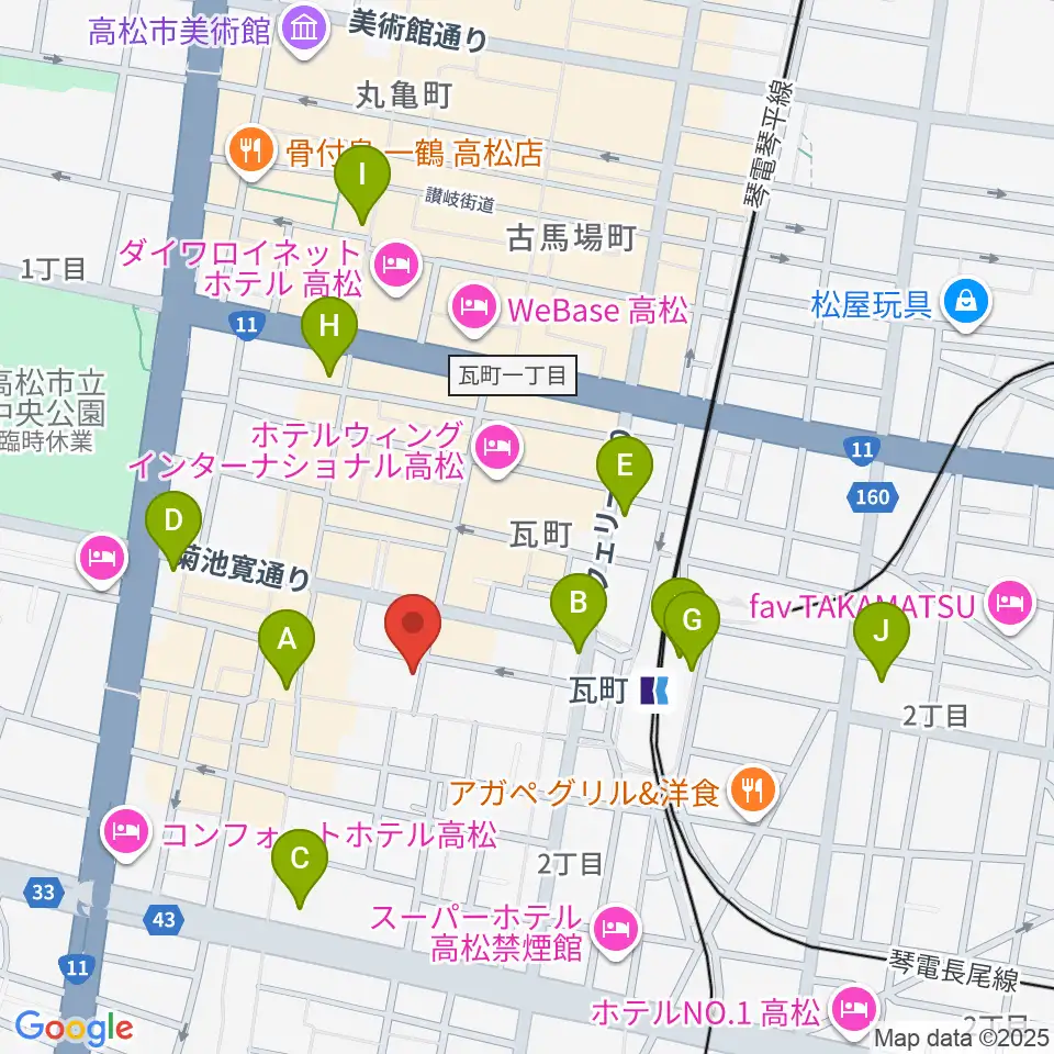 ヒッツギターズ&ミュージック周辺のコンビニエンスストア一覧地図