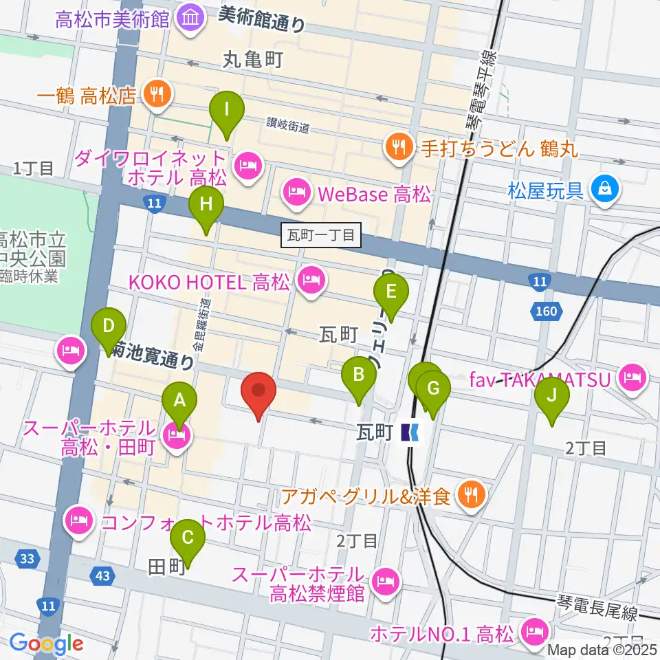 ヒッツギターズ＆ミュージック周辺のコンビニエンスストア一覧地図
