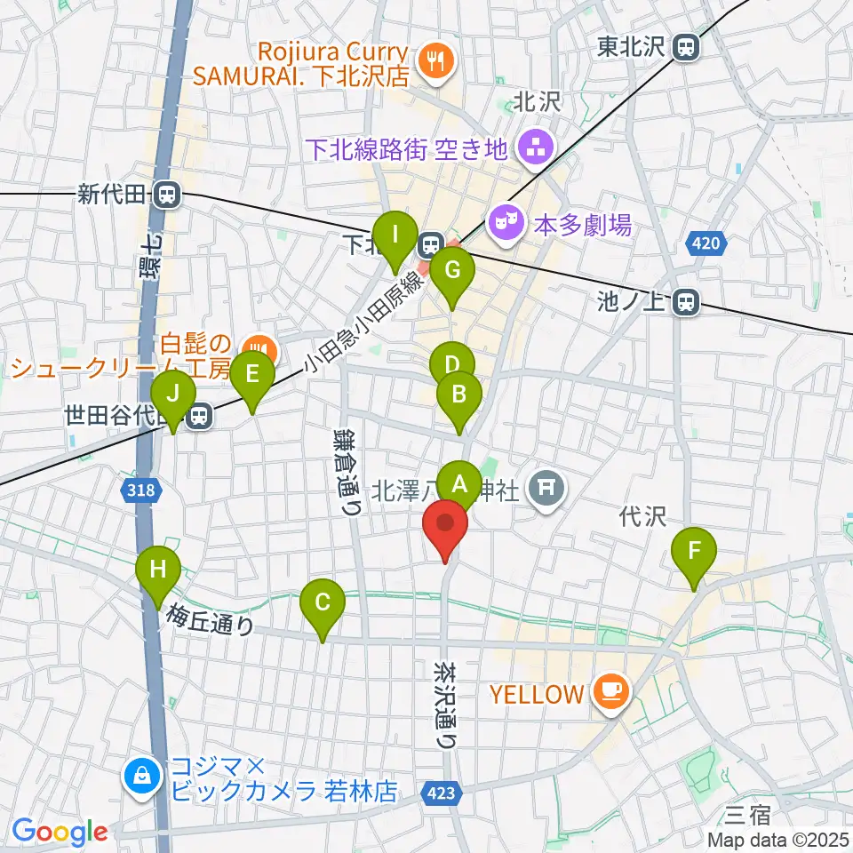スクランブルズ代沢スタジオ周辺のコンビニエンスストア一覧地図