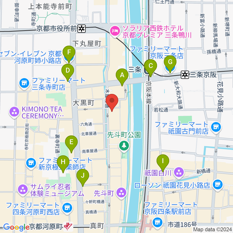 キツネ京都周辺のコンビニエンスストア一覧地図