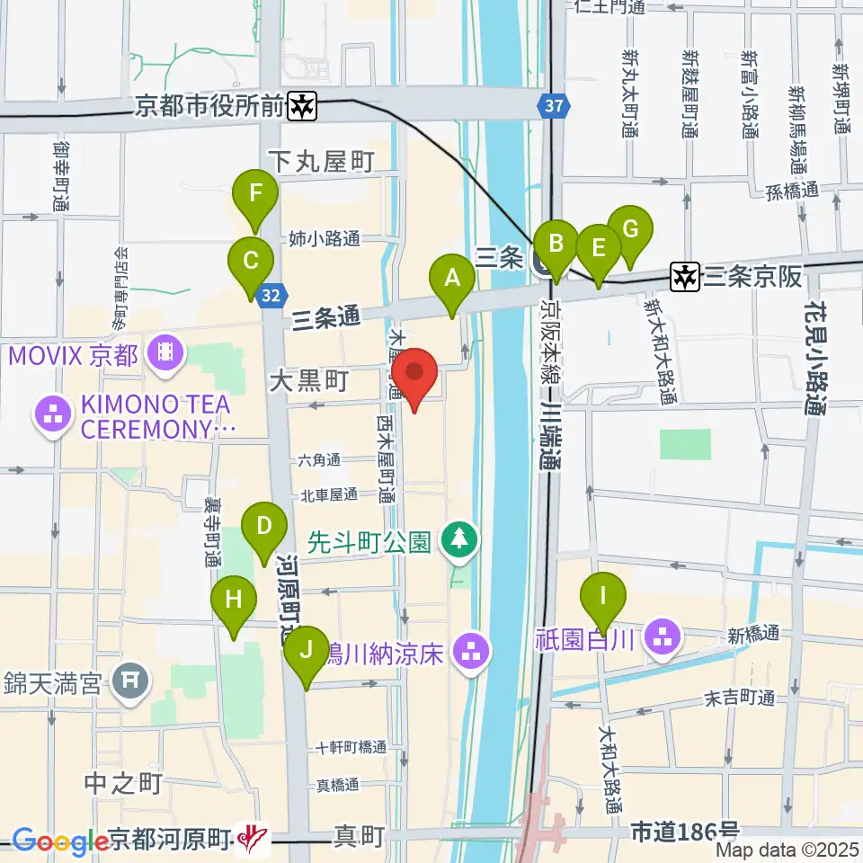 キツネ京都周辺のコンビニエンスストア一覧地図