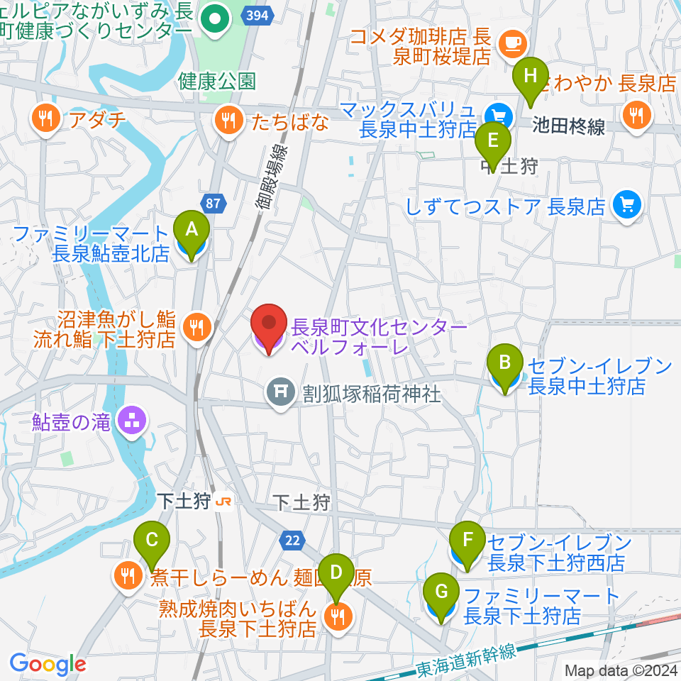 長泉町文化センター ベルフォーレ周辺のコンビニエンスストア一覧地図