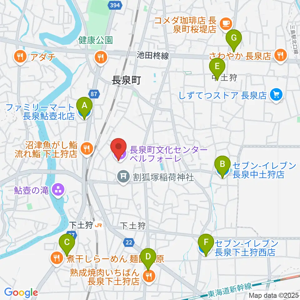長泉町文化センター ベルフォーレ周辺のコンビニエンスストア一覧地図