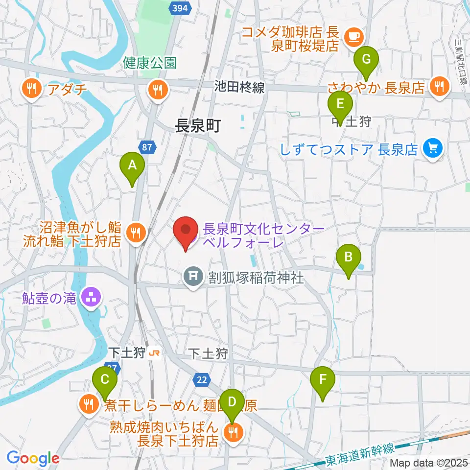 長泉町文化センター ベルフォーレ周辺のコンビニエンスストア一覧地図