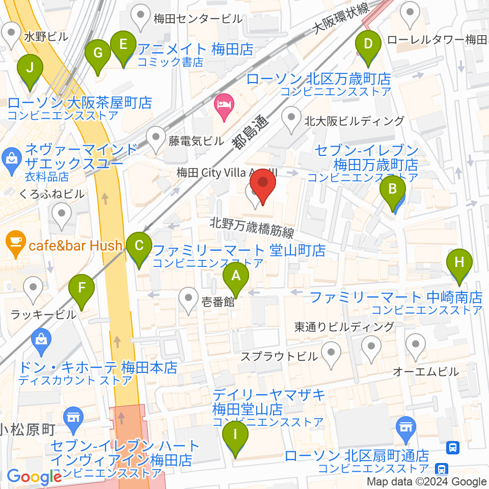 ディスクユニオン大阪店周辺のコンビニエンスストア一覧地図