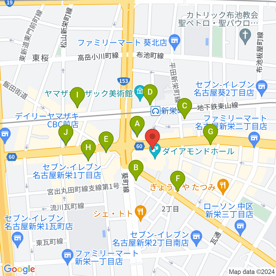 名古屋スペードボックス・ハートランド周辺のコンビニエンスストア一覧地図