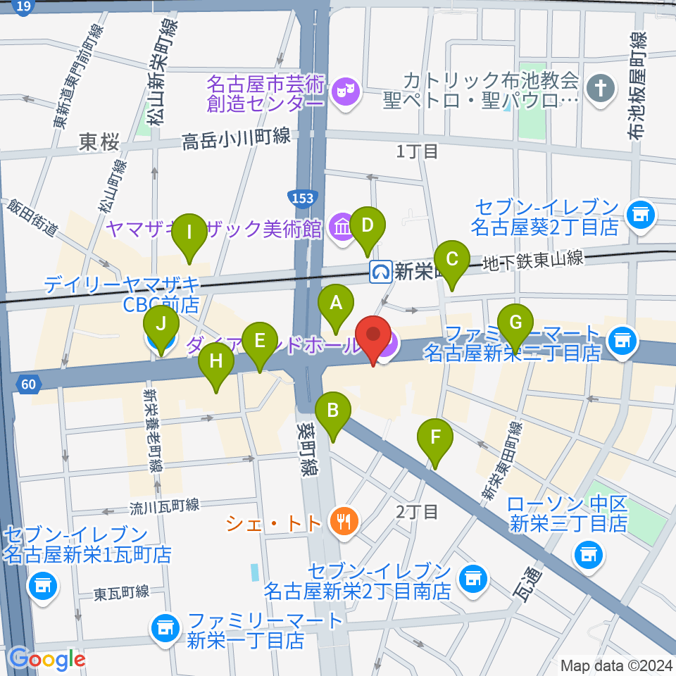 名古屋スペードボックス・ハートランド周辺のコンビニエンスストア一覧地図