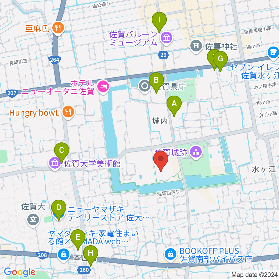 佐賀県立美術館周辺のコンビニエンスストア一覧地図