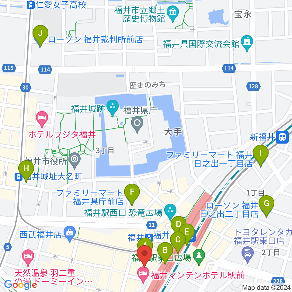 ハピリンホール・ハピテラス周辺のコンビニエンスストア一覧地図