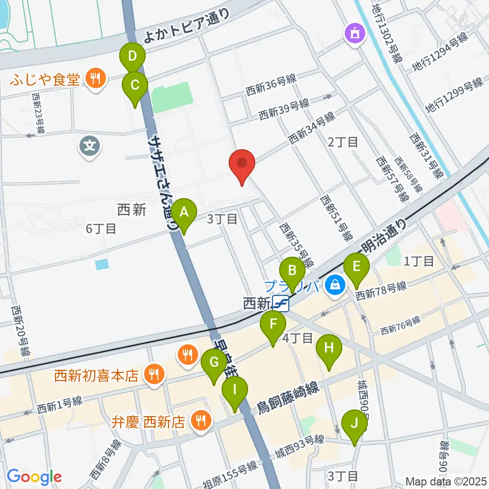 西南コミュニティーセンター周辺のコンビニエンスストア一覧地図