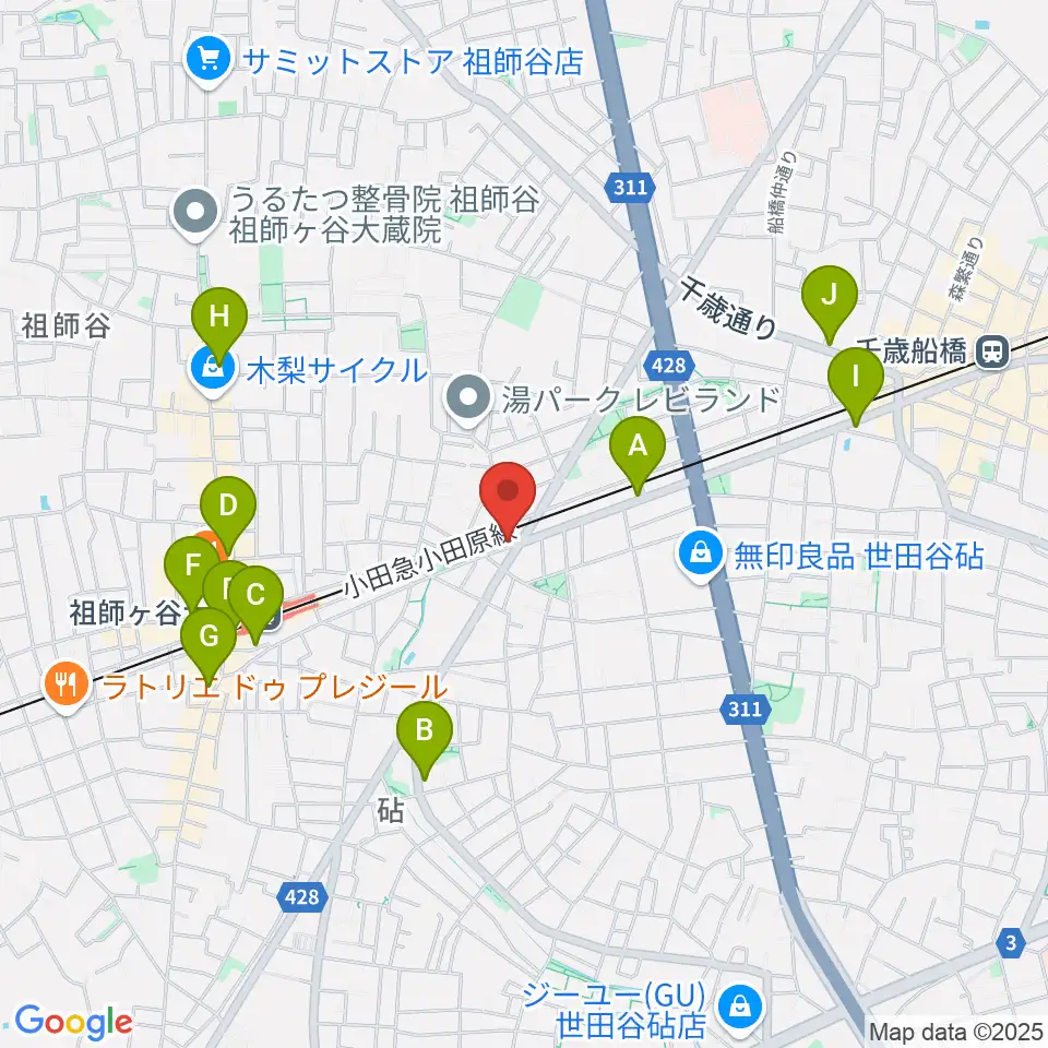 サウンド・シティ世田谷周辺のコンビニエンスストア一覧地図