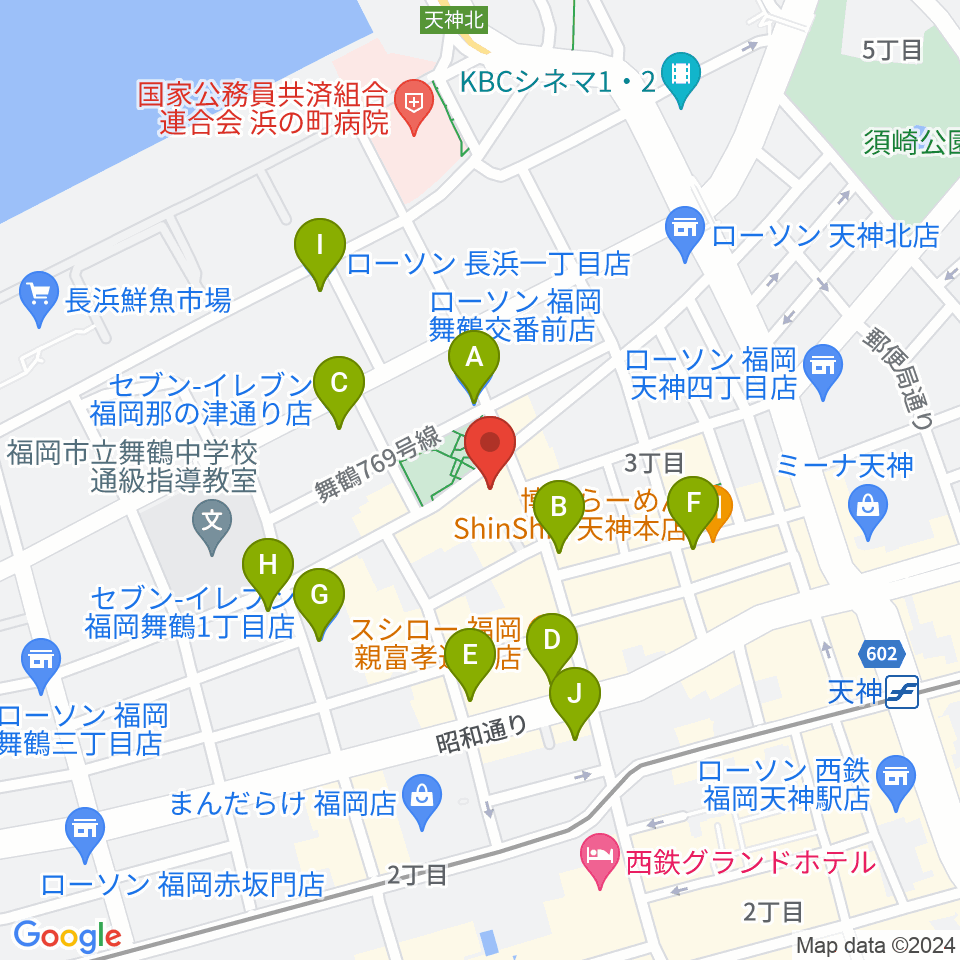福岡ファイブペニーズ周辺のコンビニエンスストア一覧地図
