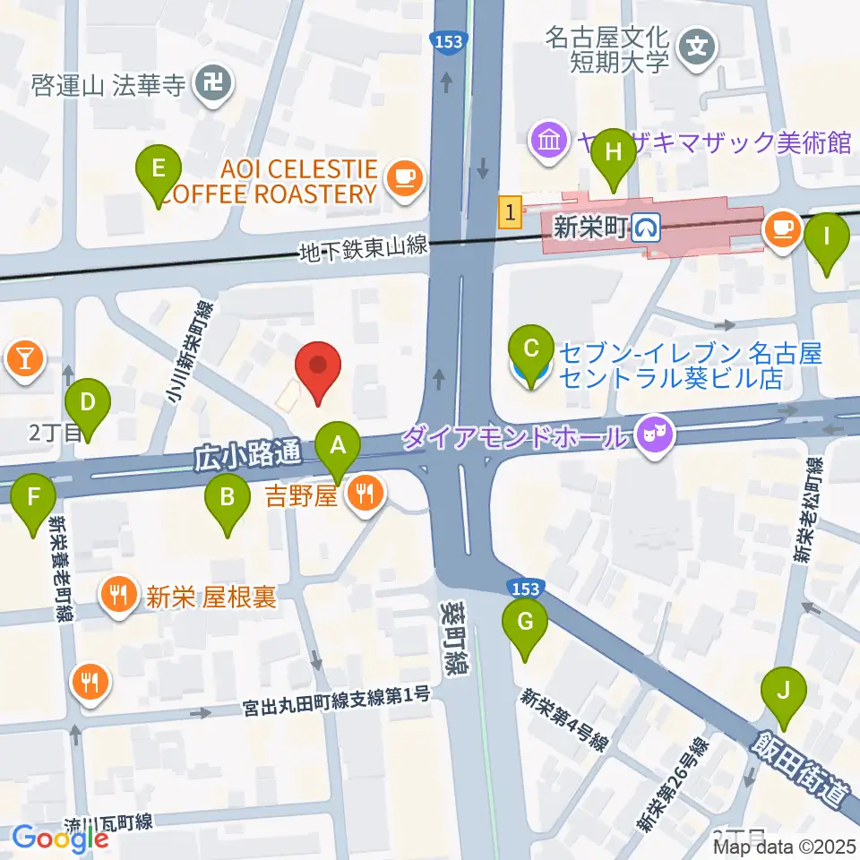 名古屋新栄sunset BLUE周辺のコンビニエンスストア一覧地図