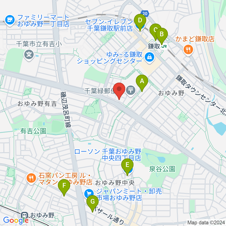 Azul ギター教室周辺のコンビニエンスストア一覧地図