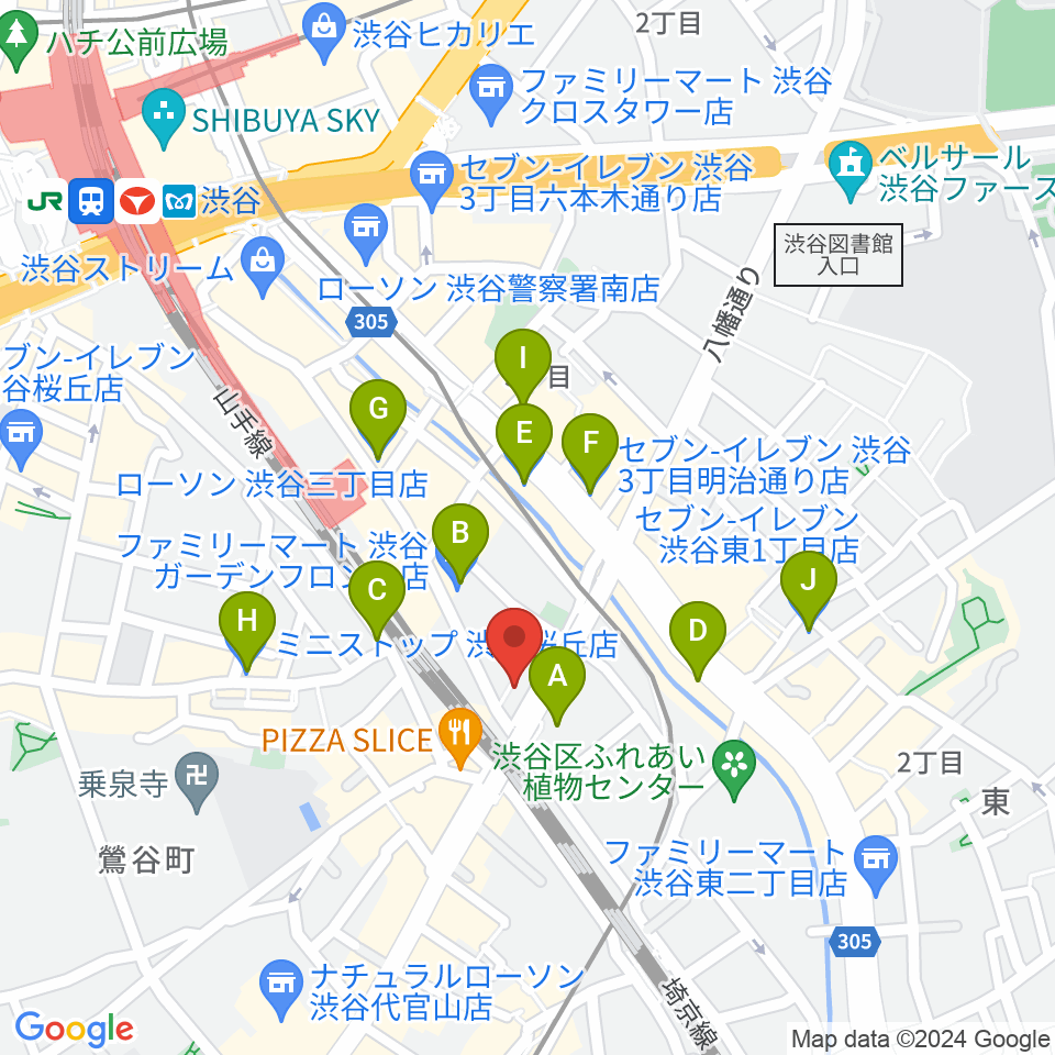 渋谷CIRCUS TOKYO周辺のコンビニエンスストア一覧地図