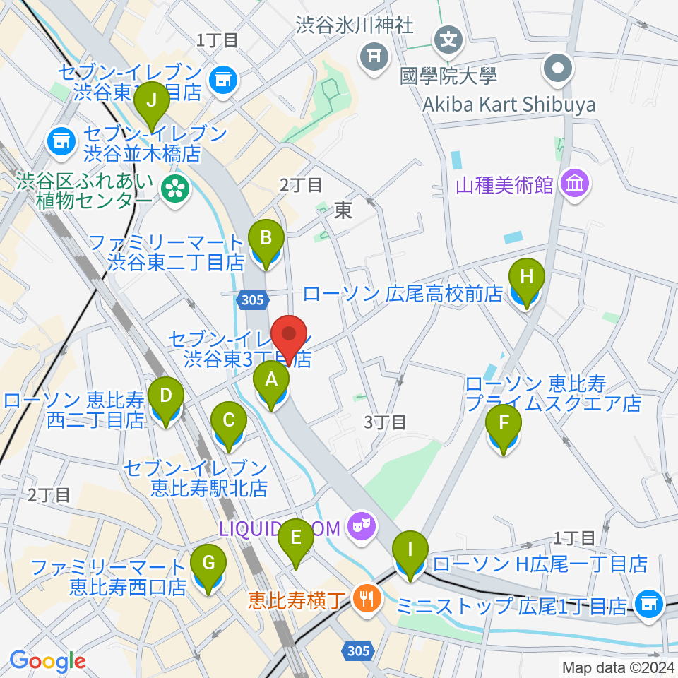 恵比寿クレアート周辺のコンビニエンスストア一覧地図