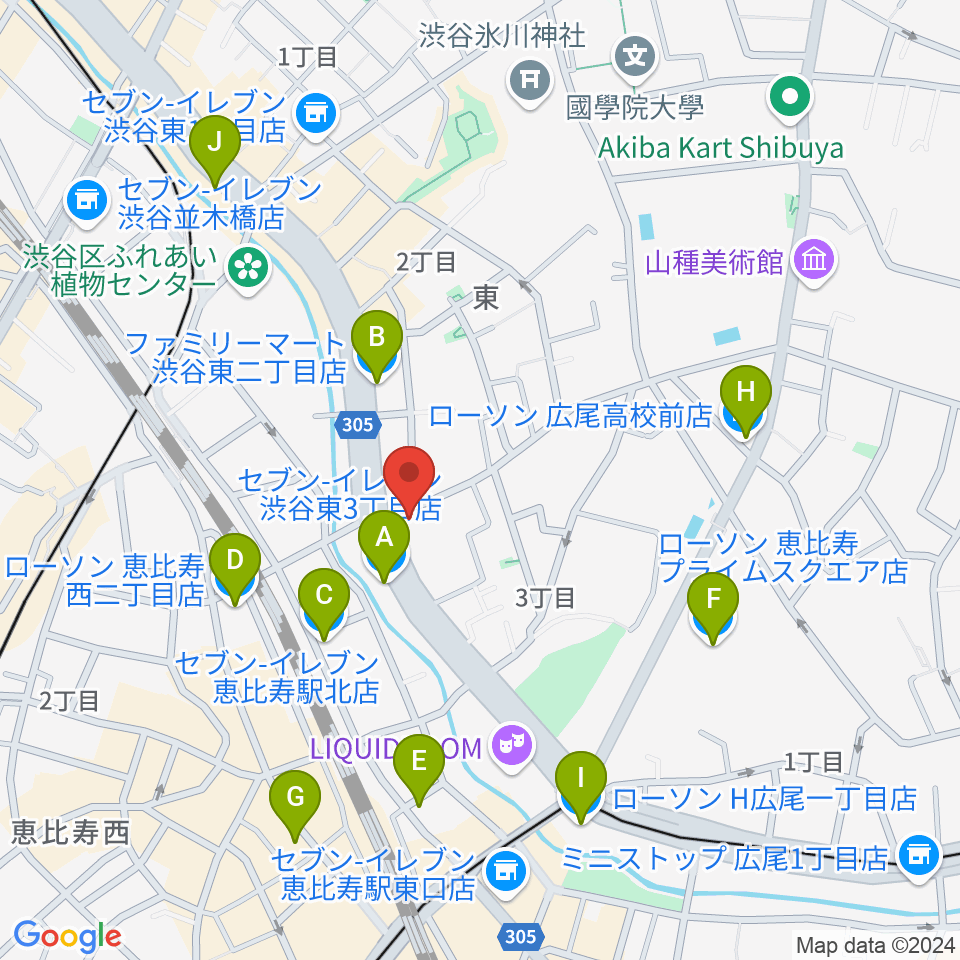 恵比寿クレアート周辺のコンビニエンスストア一覧地図