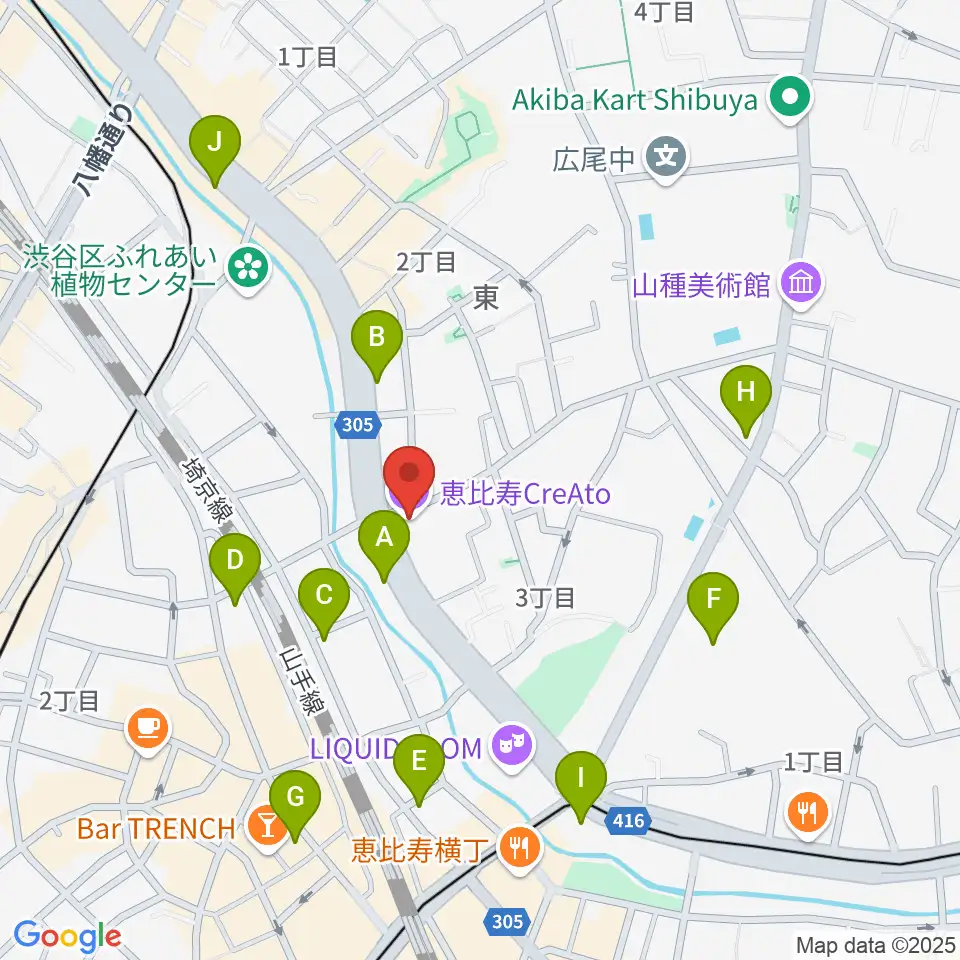 恵比寿クレアート周辺のコンビニエンスストア一覧地図