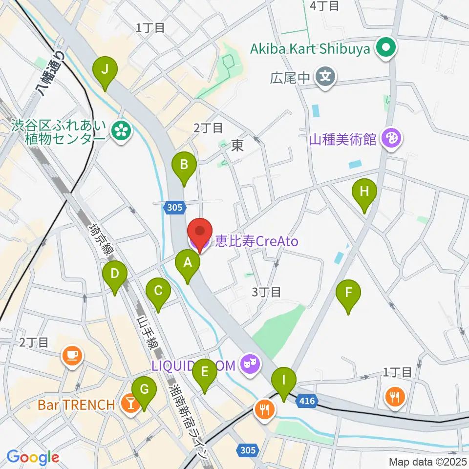 恵比寿クレアート周辺のコンビニエンスストア一覧地図