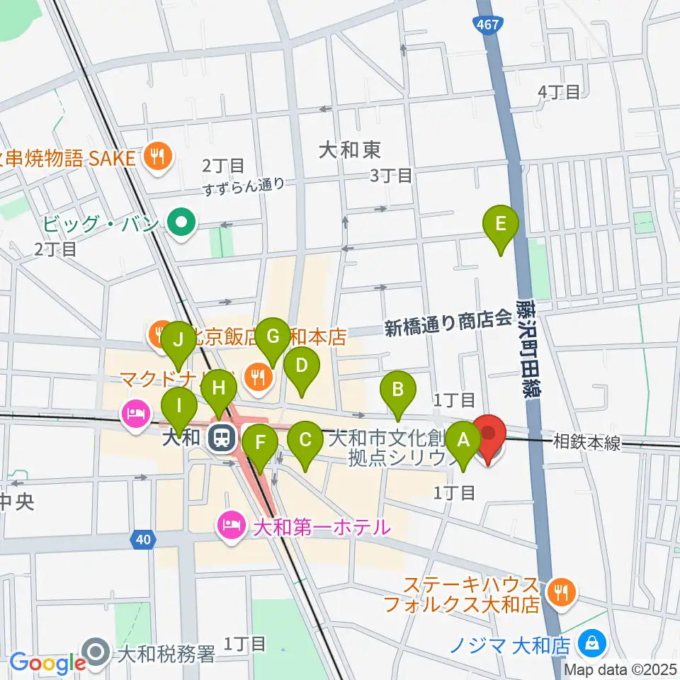 やまと芸術文化ホール周辺のコンビニエンスストア一覧地図