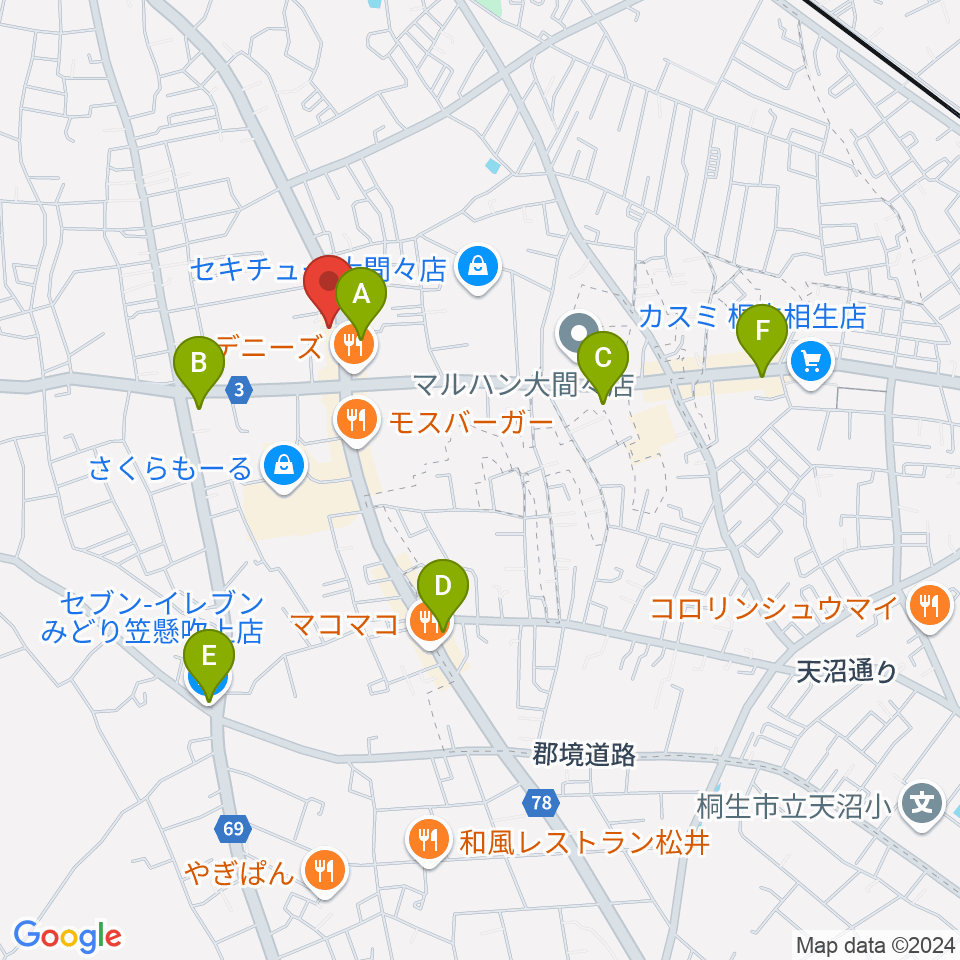 Watar Road Guitars周辺のコンビニエンスストア一覧地図