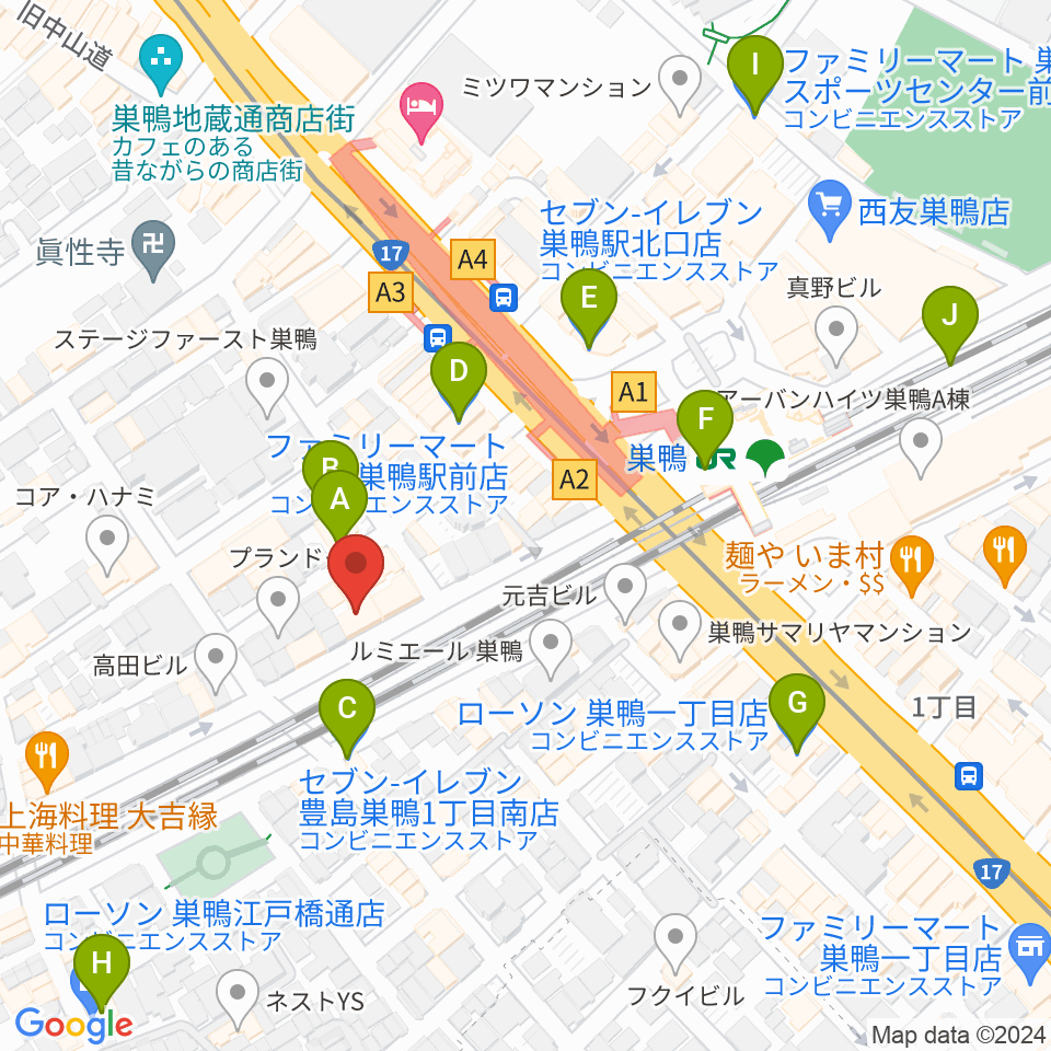 スタジオMOONGLOW周辺のコンビニエンスストア一覧地図