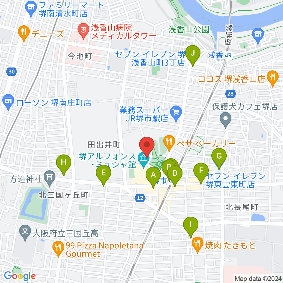 サンスクエア堺周辺のコンビニエンスストア一覧地図
