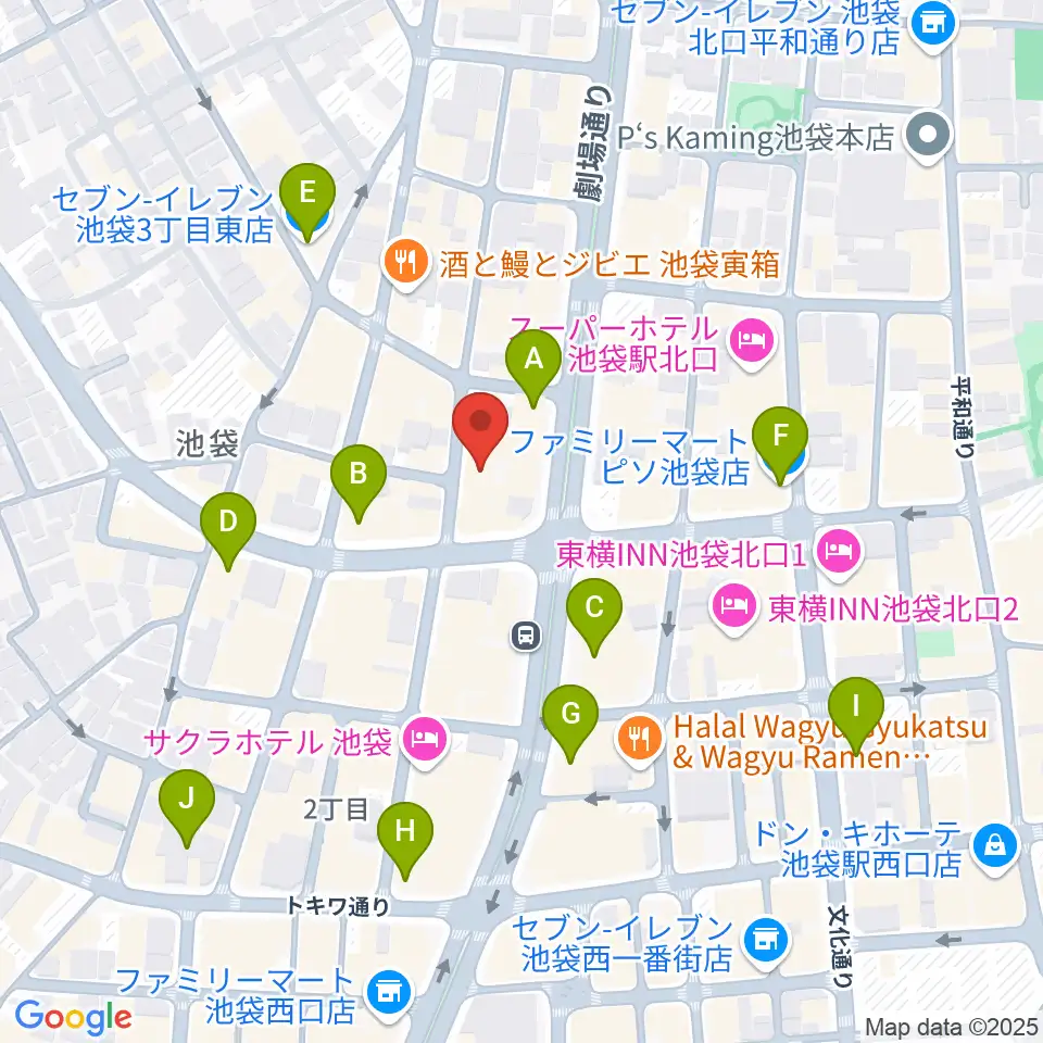 池袋P's Bar周辺のコンビニエンスストア一覧地図