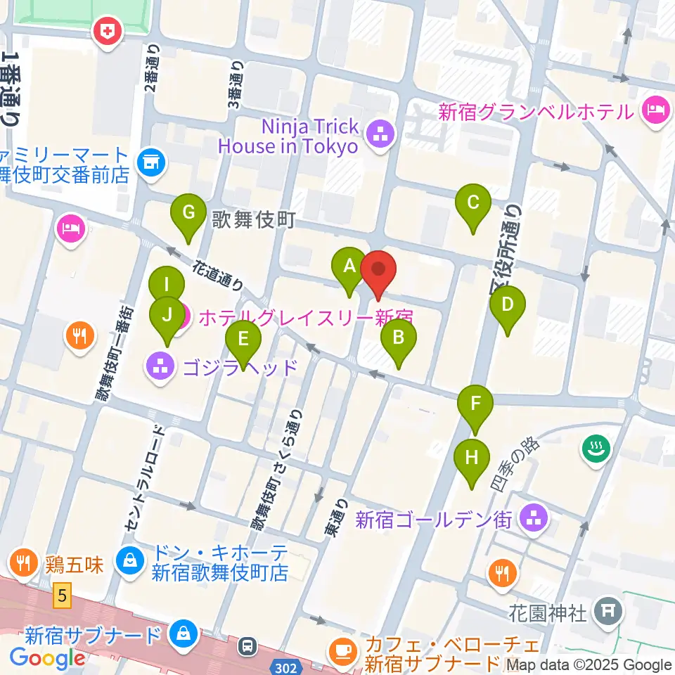 新宿club SCIENCE周辺のコンビニエンスストア一覧地図
